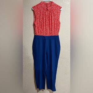 Rebecca Taylor red floral blue jumpsuit SAMPLE 6